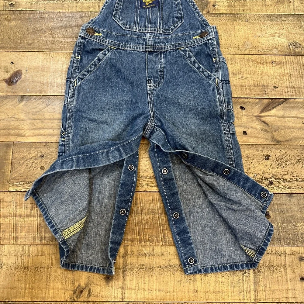 Vintage OshKosh Bgosh Kids Baby Denim Carpenter Vestbak Overalls Size 18M